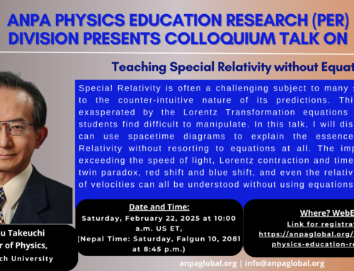 PER Talk Feb 22 2025 on “Teaching Special Relativity without Equations” by Dr. Tatsu Takeuchi, Professor of Physics, from Virgina Tech University