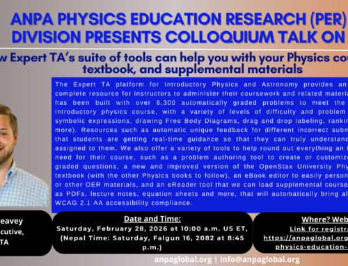 PER Talk on February 28th “How Expert TA’s suite of tools can help you with your Physics coursework, textbook, and supplemental materials” by Spencer Peavey, Account Executive, Expert TA